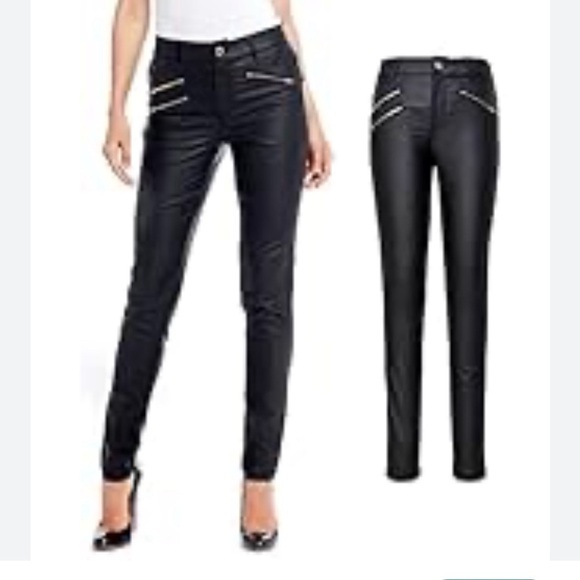 S P Y M Womens Stretchy Jeggings, Faux Leather Legging Pants with Pockets Medium - Picture 1 of 10